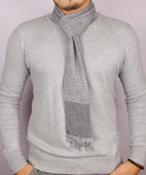 100% Premium Cashmere Gray Hounds-tooth Scarf/Muffler