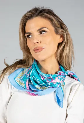 Abstract Floral Print Silk Feel Scarf