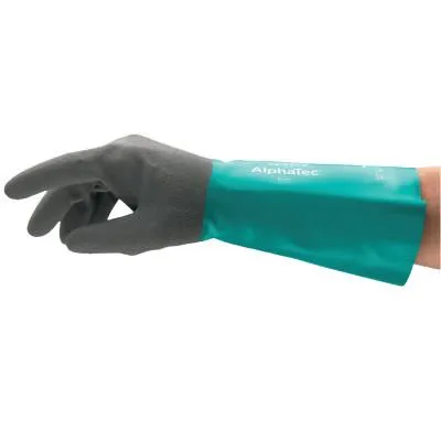 Ansell AlphaTec Gloves, 9, Black/Teal, 14 in, 58-535B-090