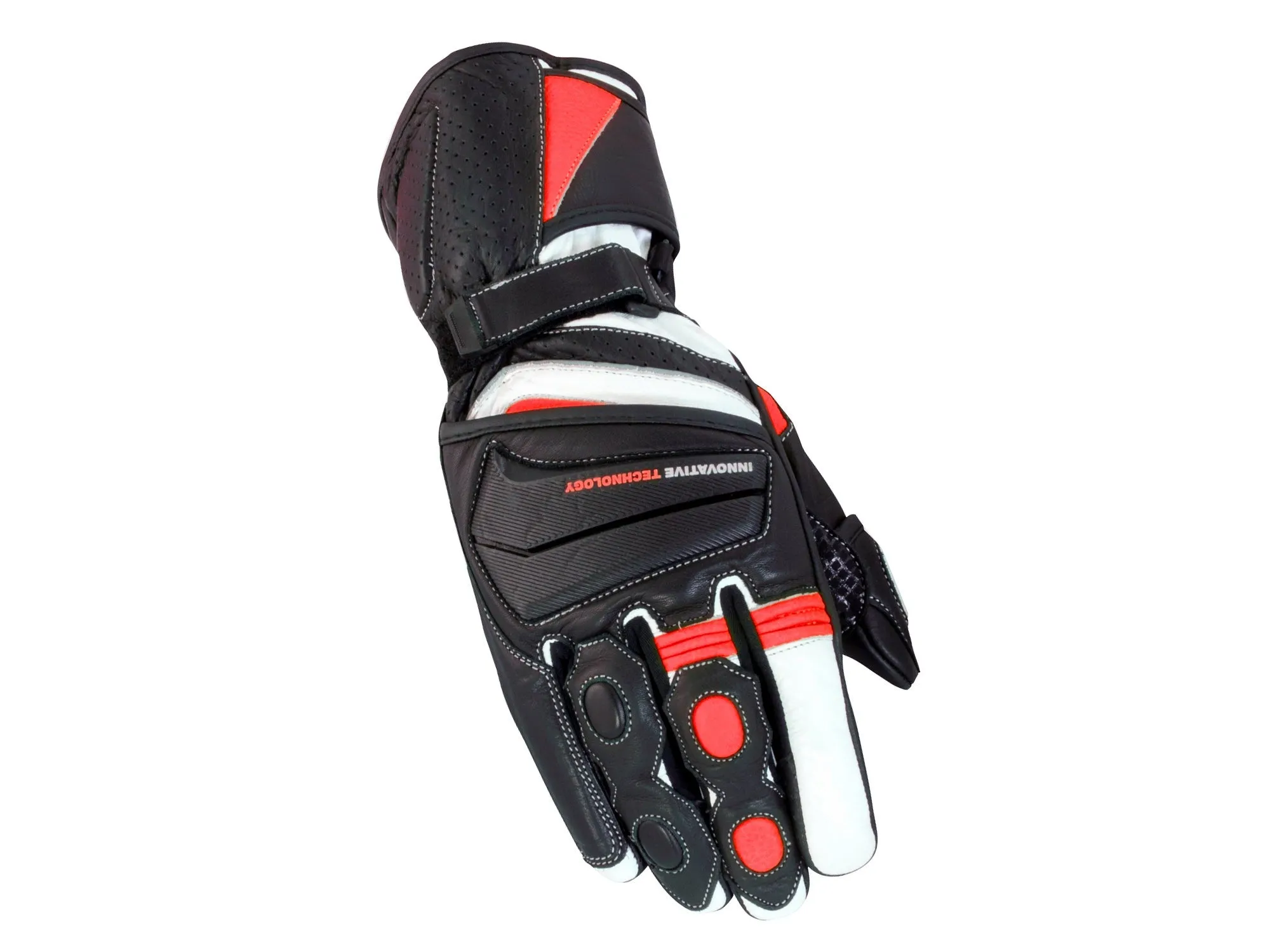 Bike It Crossfire Summer Road Leather Gloves Black / Red