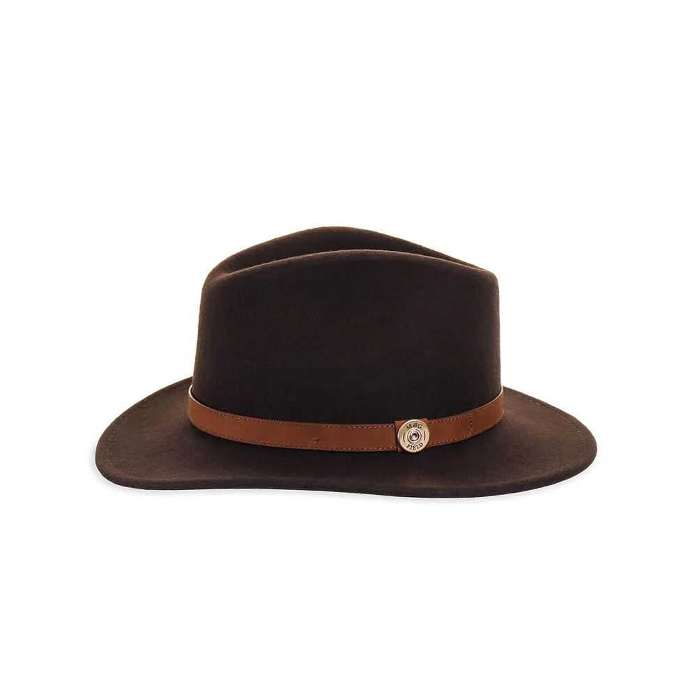 Brown Fedora with Mallard and Jay Pin