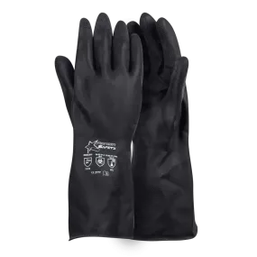 Chemical resistant flock lined black rubber AKL gloves