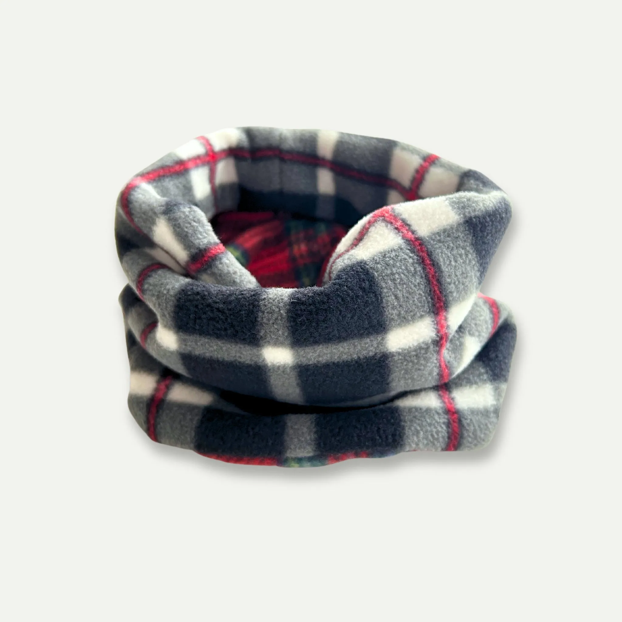 Classic Red & Black Tartan Reversible Fleece Pet Snood