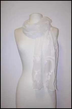 Delicate Silk Scarf with Intricate Flower Detailing