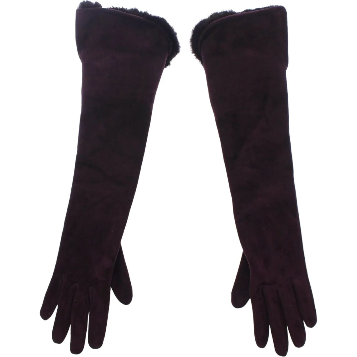 Dolce & Gabbana Elegant Elbow Length Purple Fur Gloves