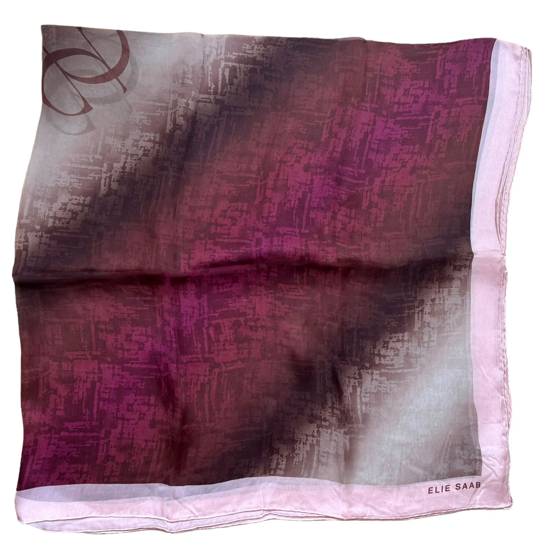 Elie Saab Scarf Taupe Pink Signature Design - Extra Large Square Chiffon Silk Shawl