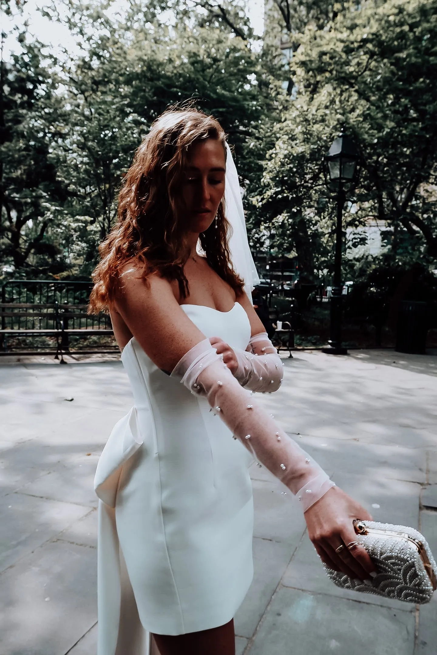 Fingerless Pearl Bridal Gloves