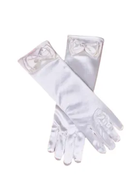 Girls White Satin Dress Up Gloves