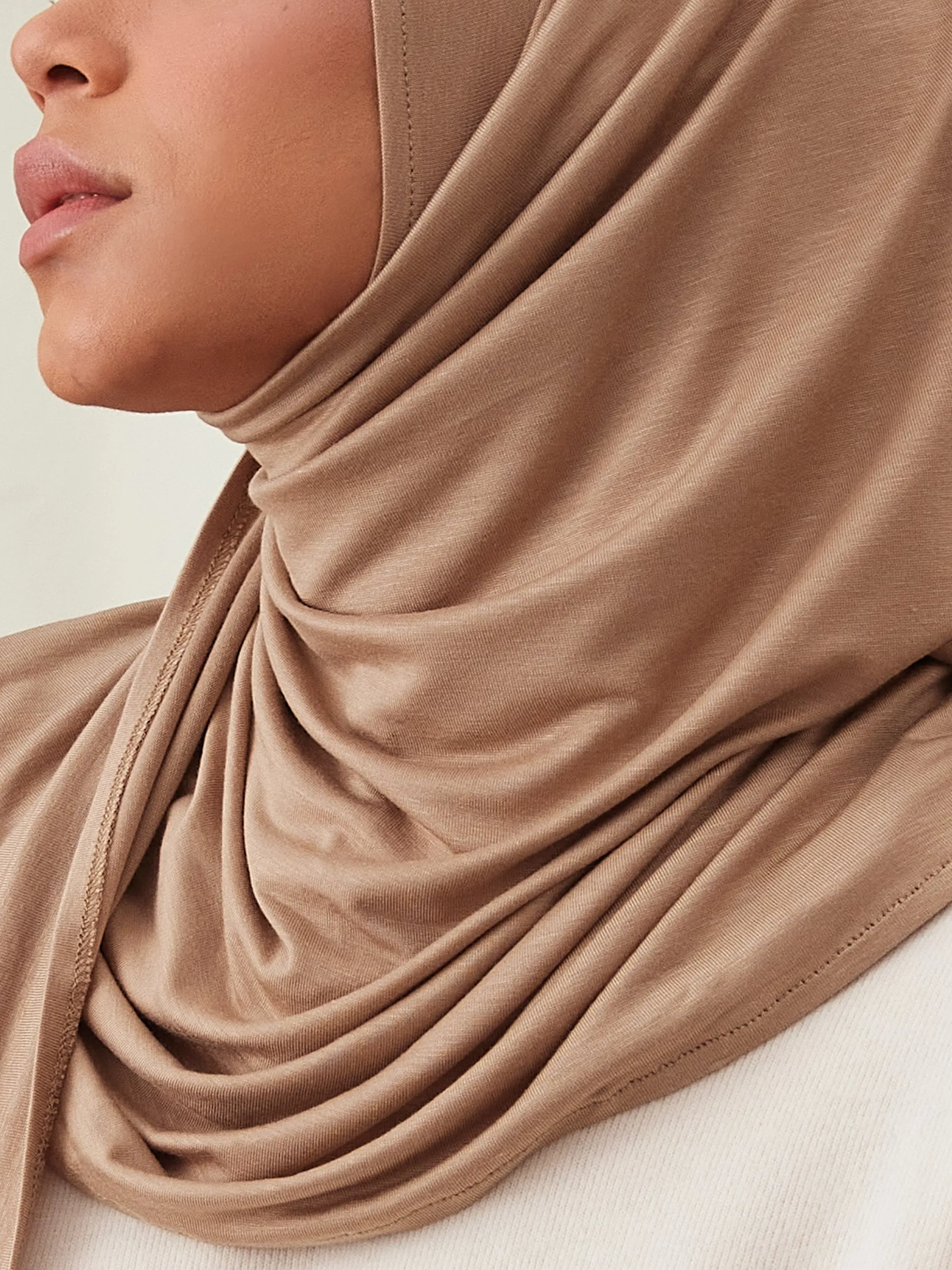 Instant Premium Jersey Hijab Tan