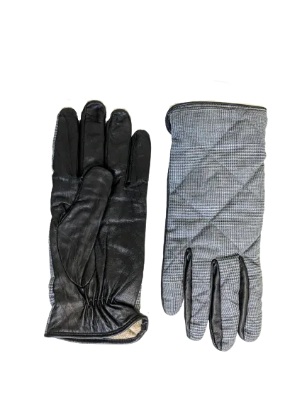 Leather Gloves with Wool Glen Check