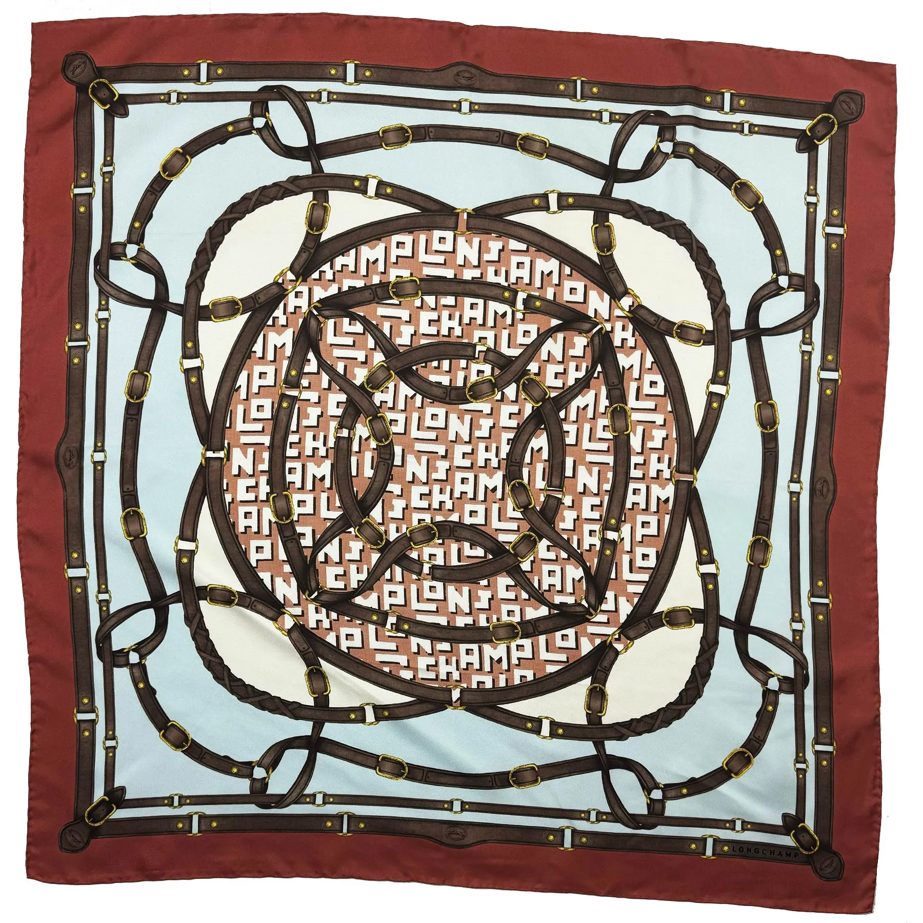 Longchamp Silk Scarf Equestrian Design - Square Foulard SALE