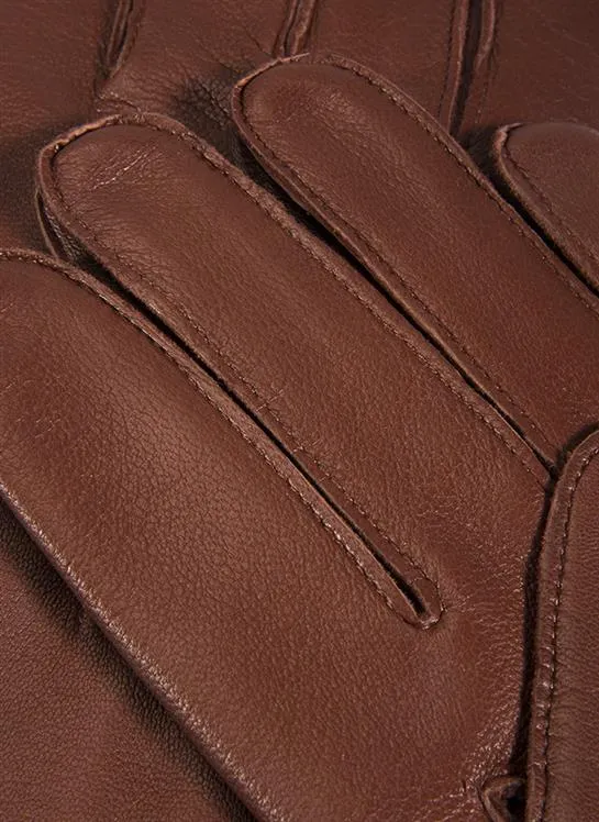 Men's Three-Point Wool Blend-Lined Leather Gloves