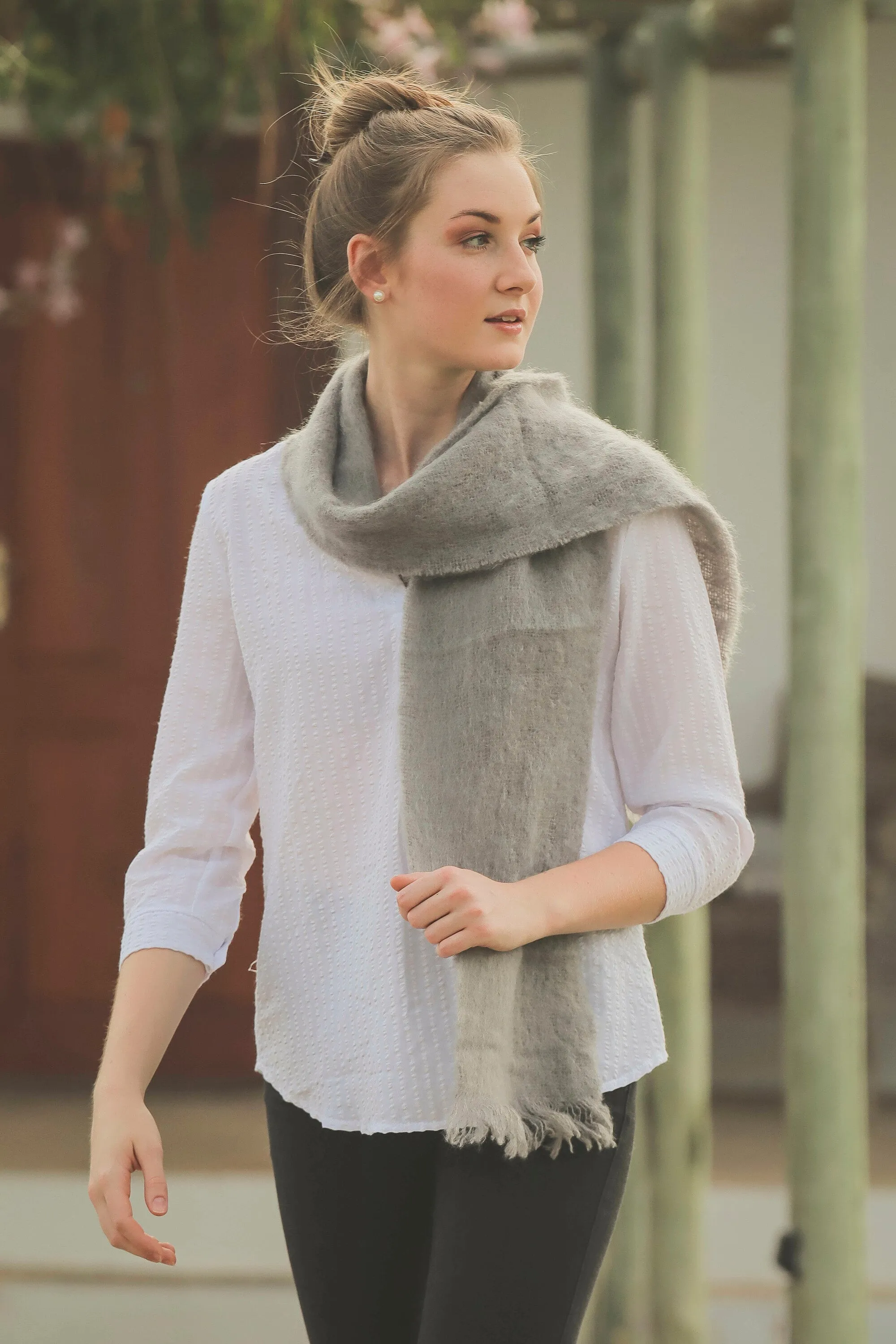 Mohair Scarf - Platinum