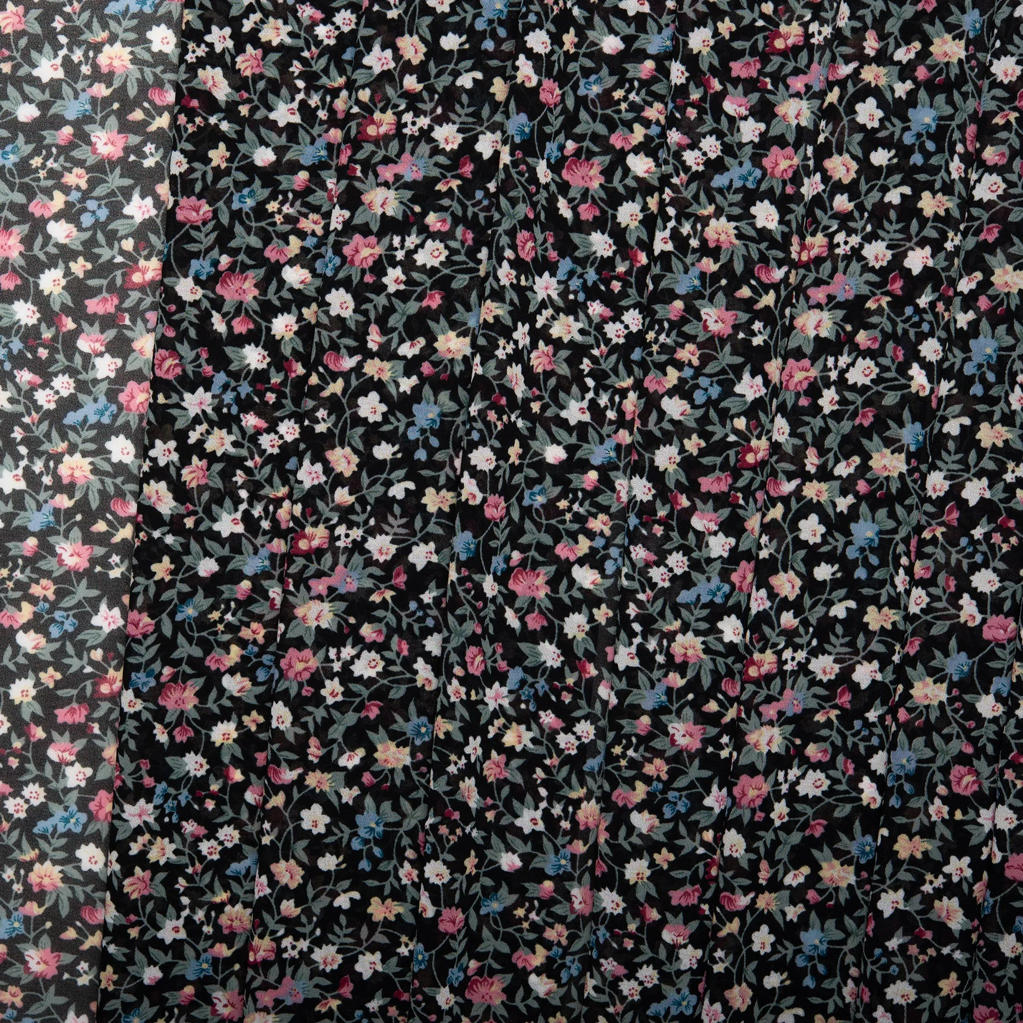 Novelty  Polyester Print - Baby flowers - Black / Blue / Pink