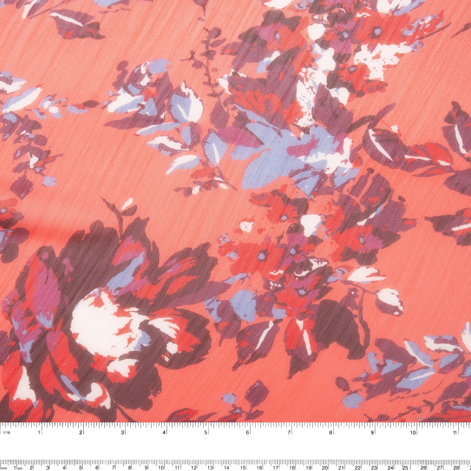 Novelty  Polyester Print - Florals - Coral / Blue