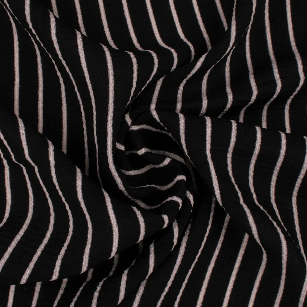 Novelty Polyester Print - Stripes - Black