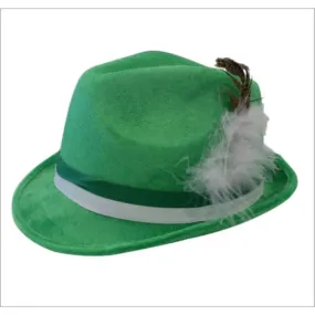 Oktoberfest Green German Hat w/Feather