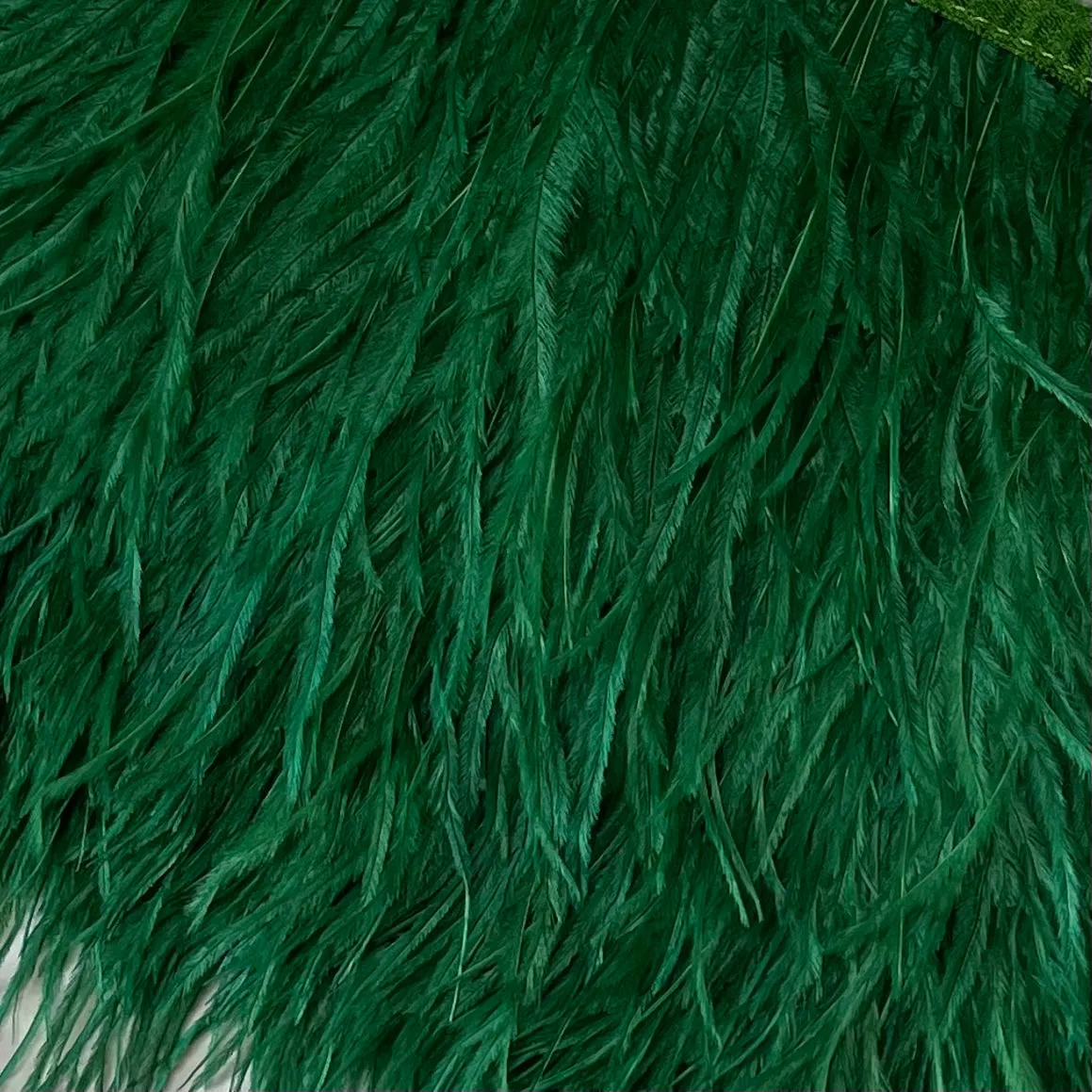 Ostrich Feathers Strung per 10cm - Emerald Green