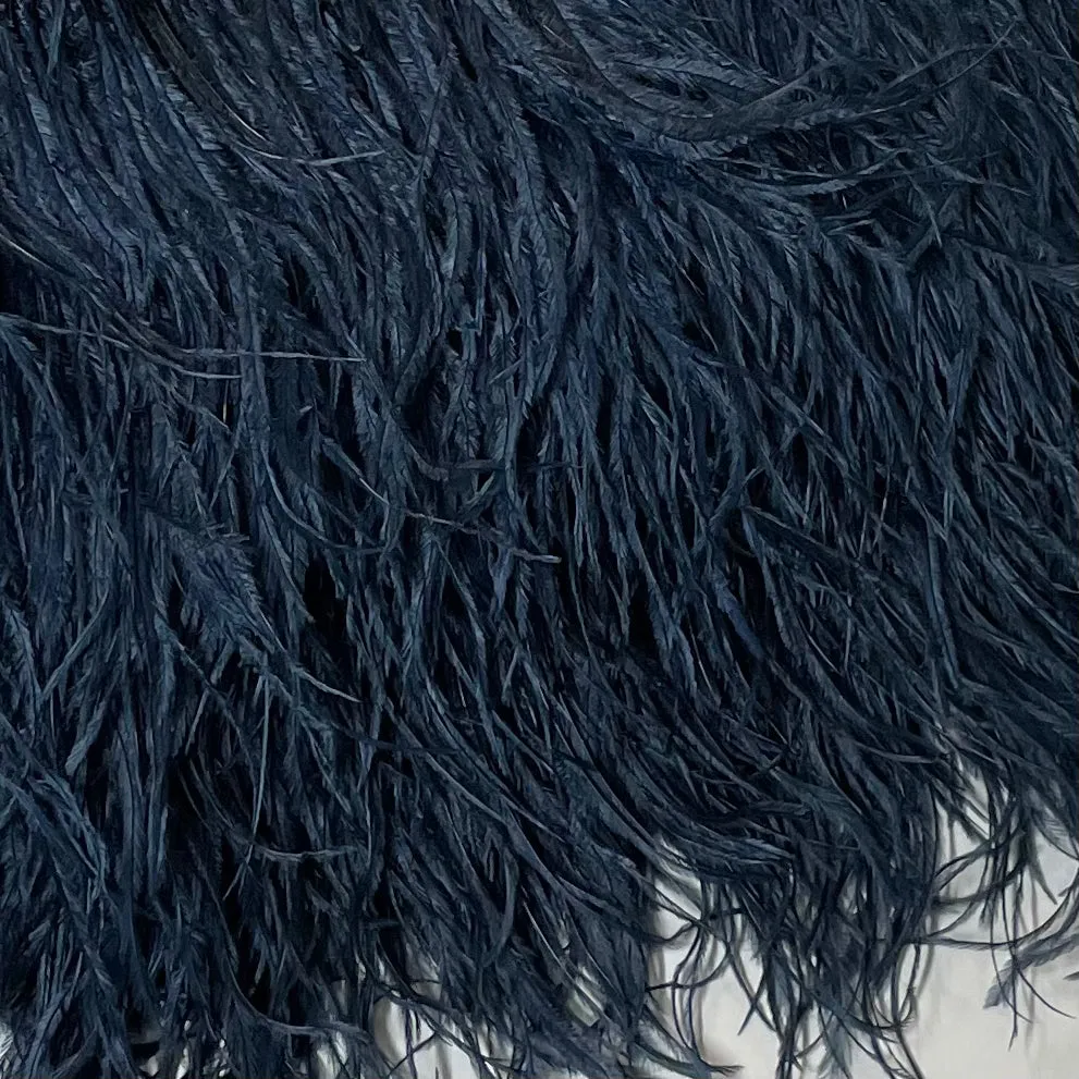 Ostrich Feathers Strung per metre - Navy