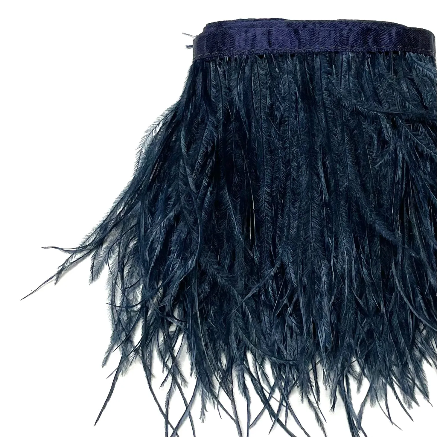 Ostrich Feathers Strung per metre - Navy