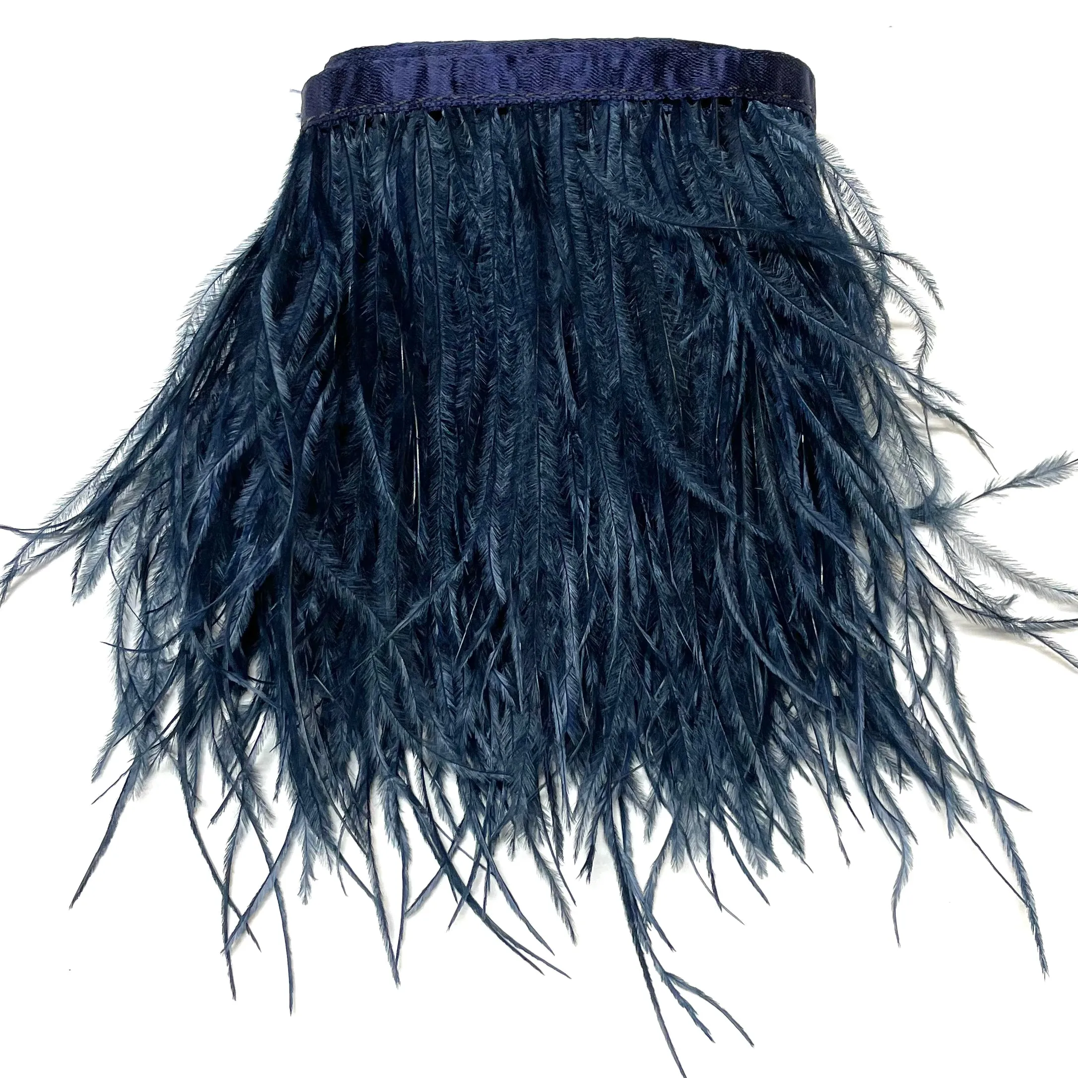 Ostrich Feathers Strung per metre - Navy