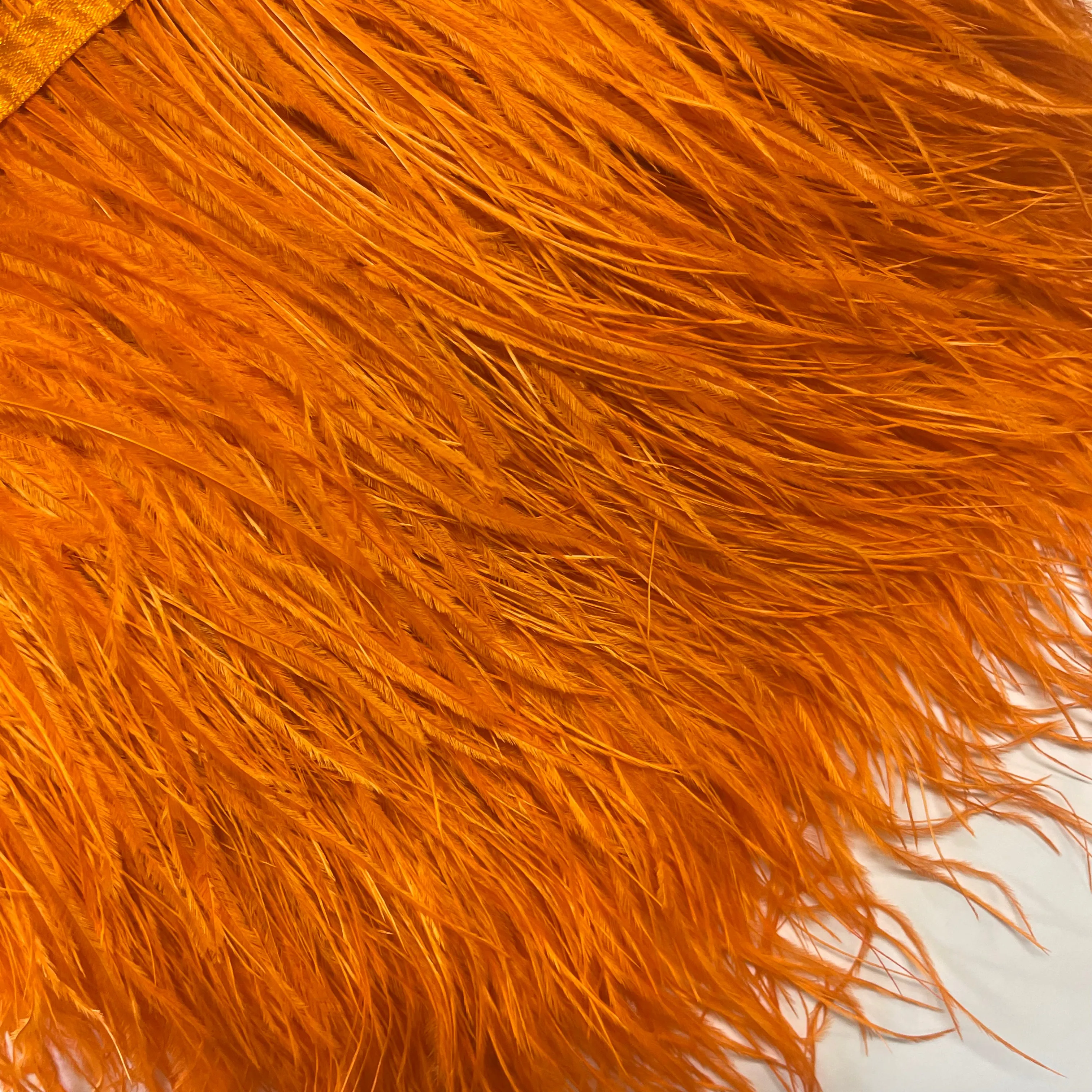 Ostrich Feathers Strung per metre - Orange