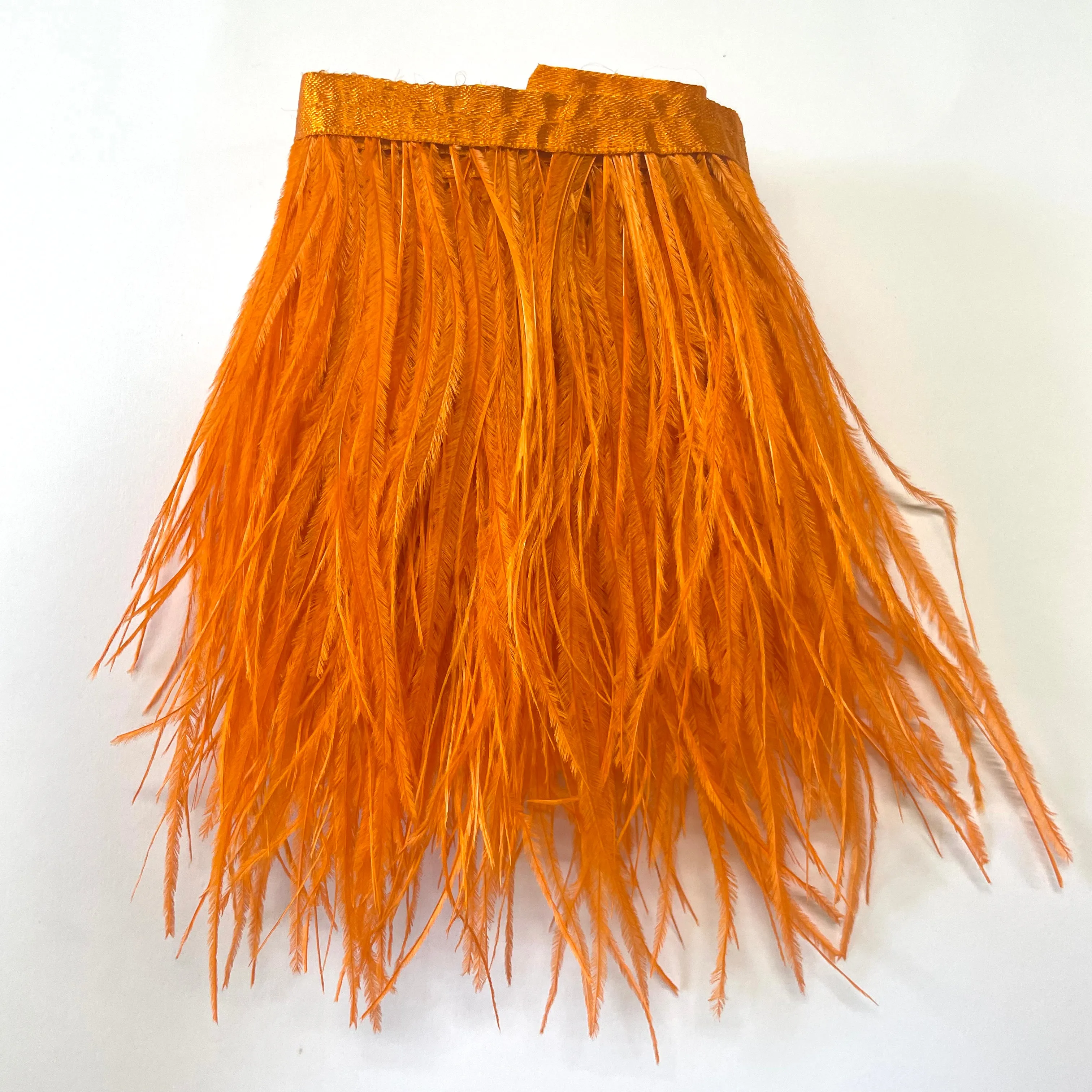 Ostrich Feathers Strung per metre - Orange