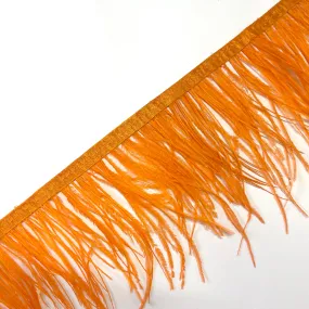 Ostrich Feathers Strung per metre - Orange