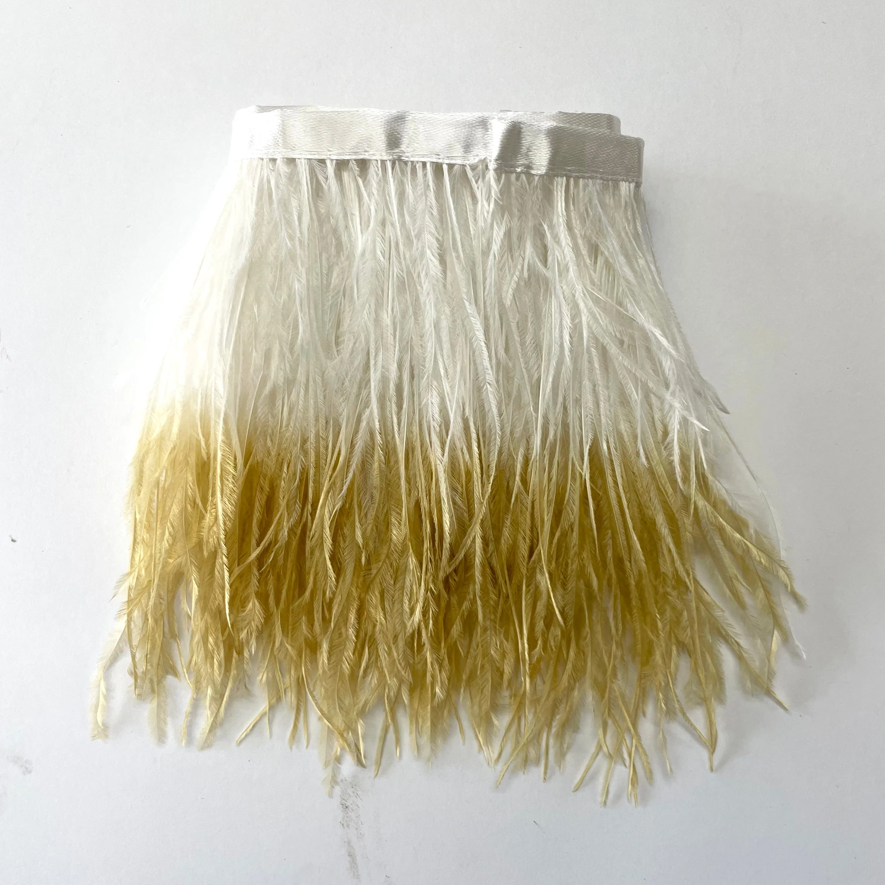 Ostrich Feathers Strung per metre - Two Tone White / Latte