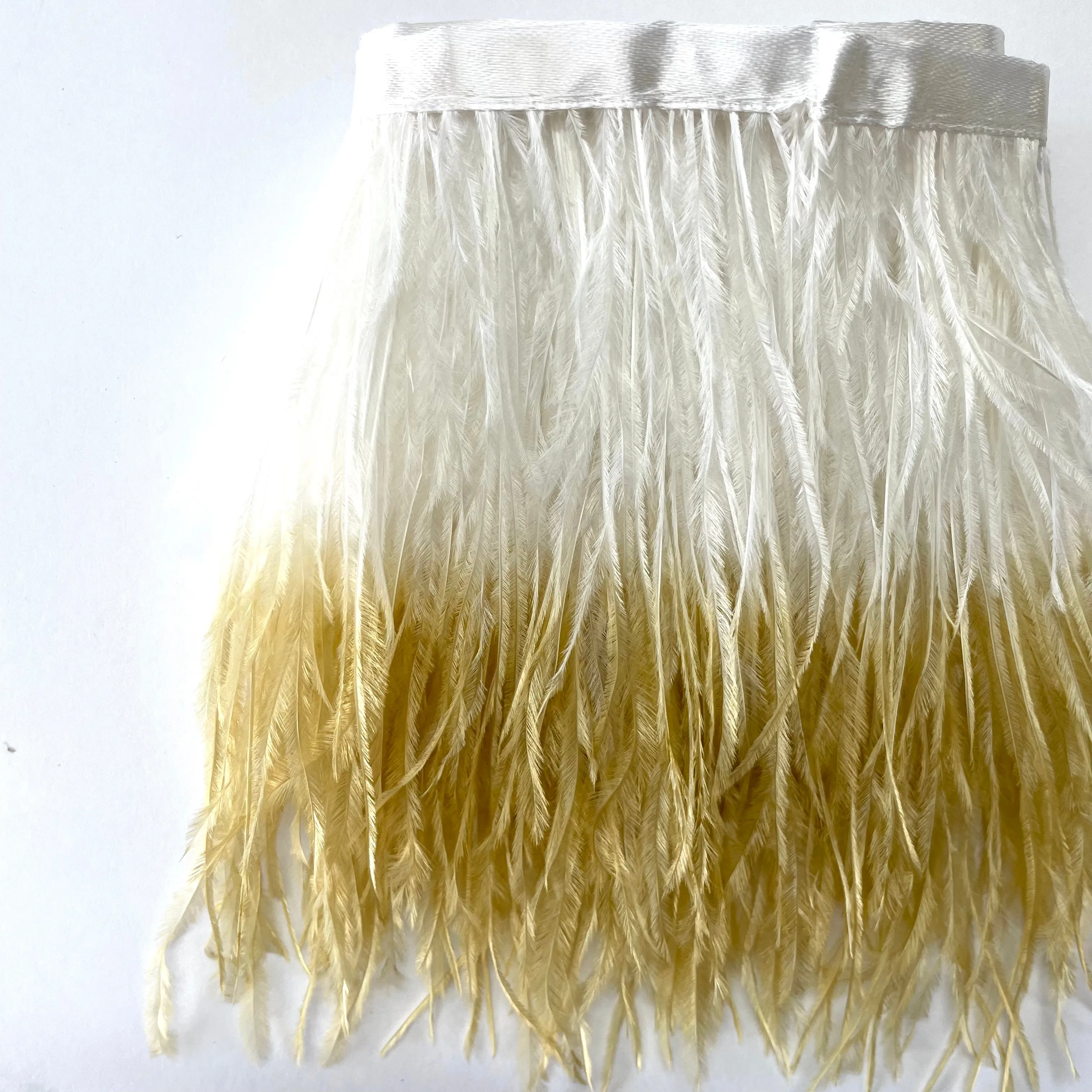 Ostrich Feathers Strung per metre - Two Tone White / Latte