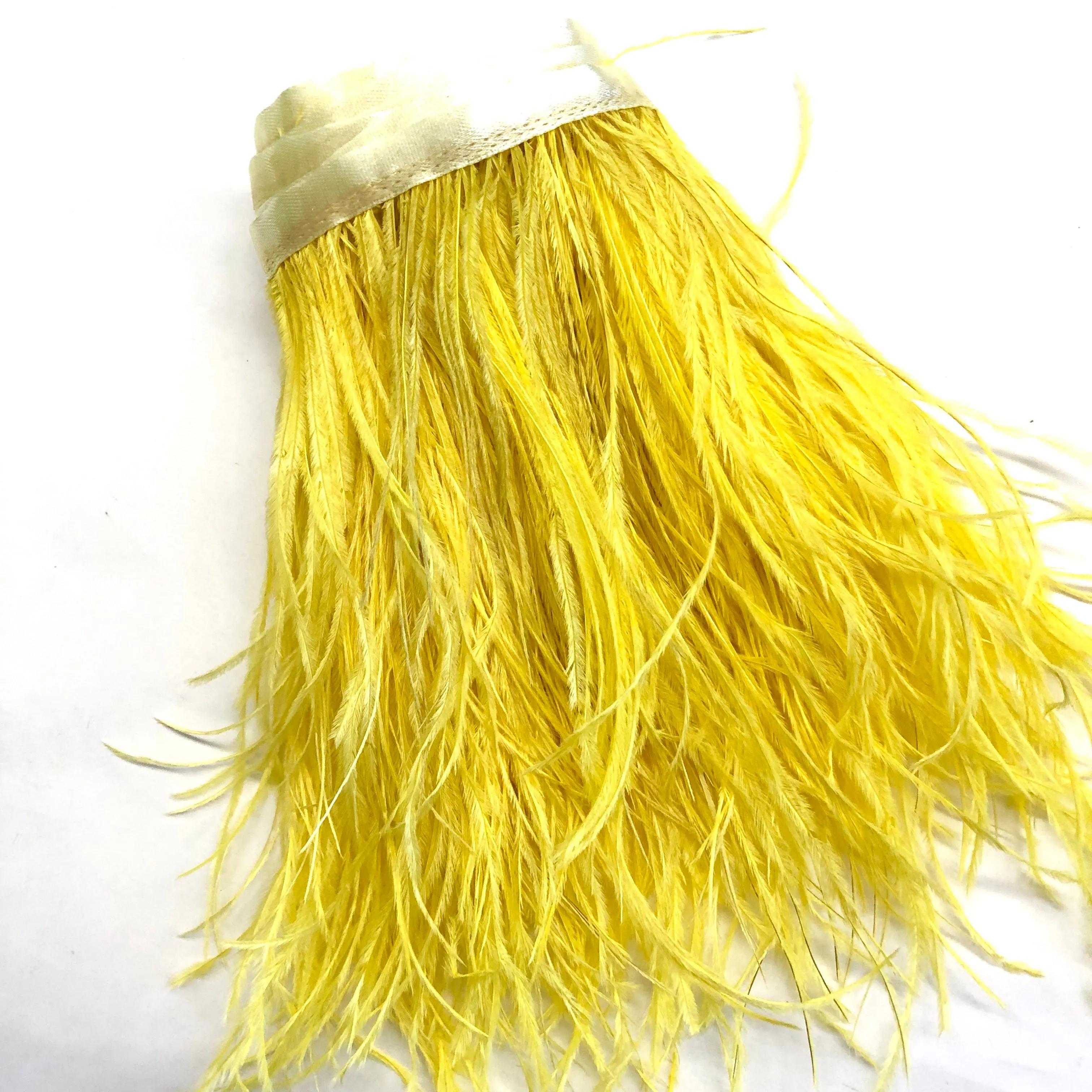 Ostrich Feathers Strung per metre - Yellow