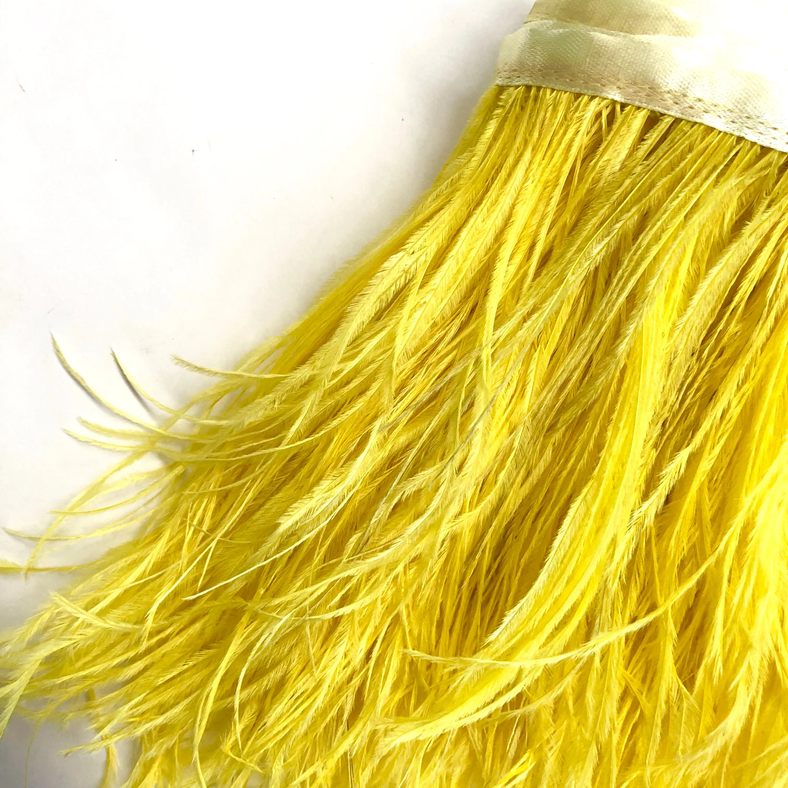 Ostrich Feathers Strung per metre - Yellow