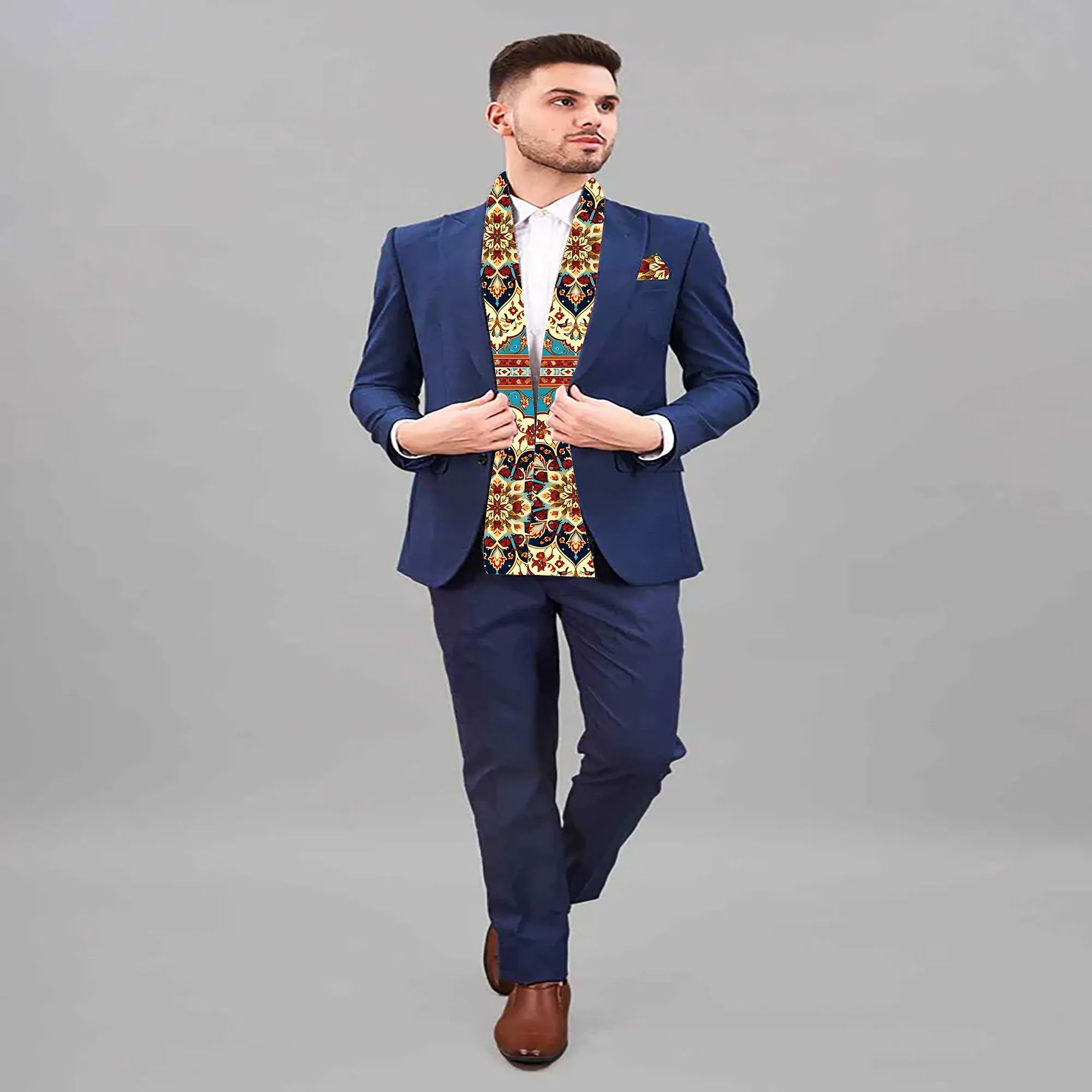 PAKISTAN BRAND SCARF AND POCKET SQUARE SET -  PERSIAN TEXTURE