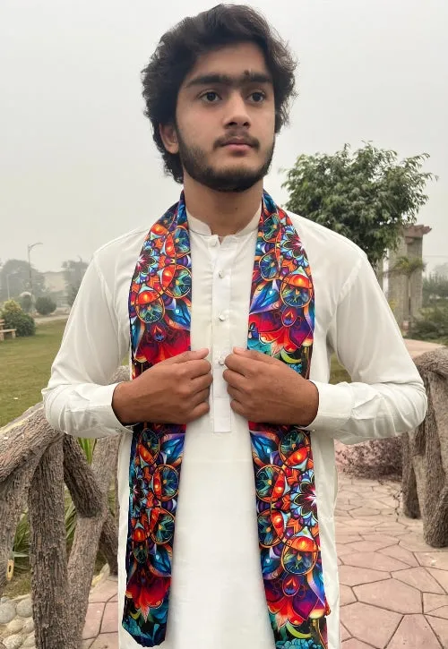 PAKISTANI BRAND SCARF FOR MEN - MULTICOLOR MANDALA