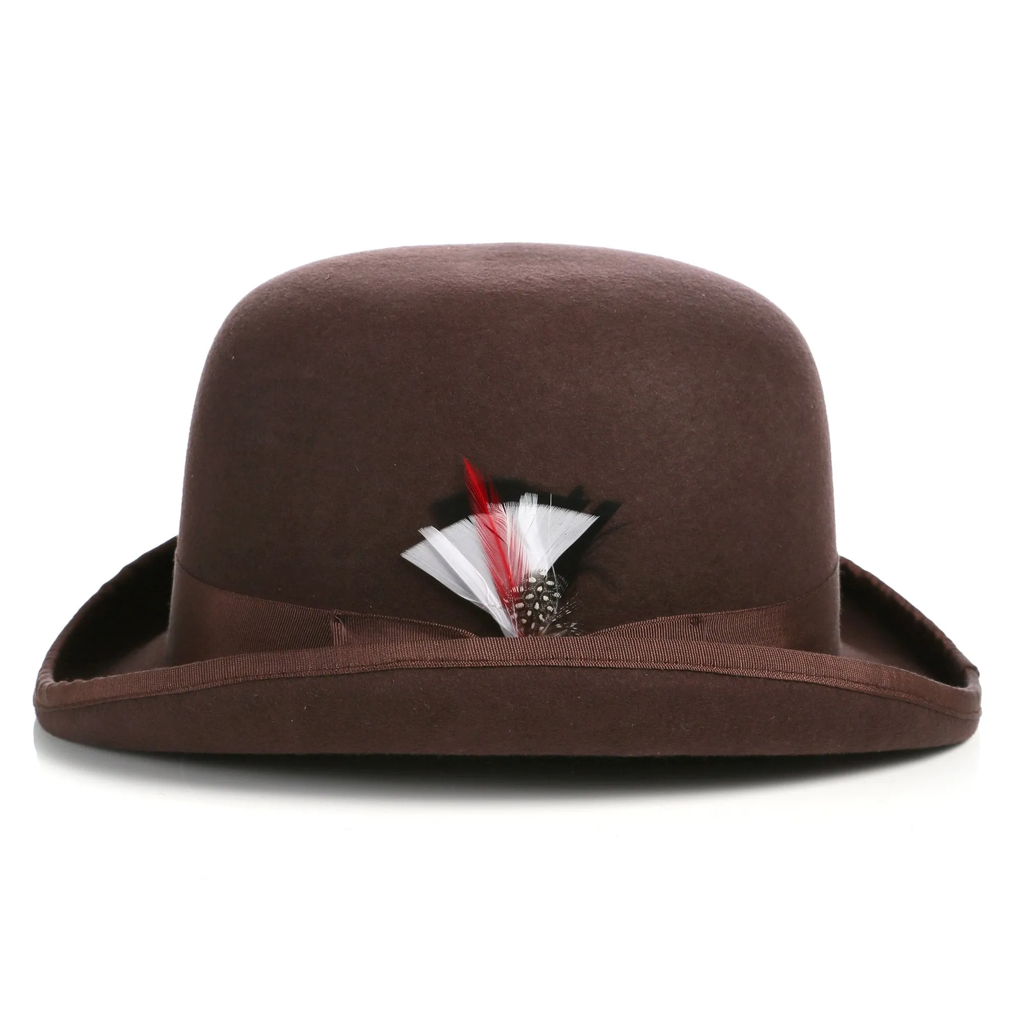 Premium Wool Chocolate Brown Derby Bowler Hat