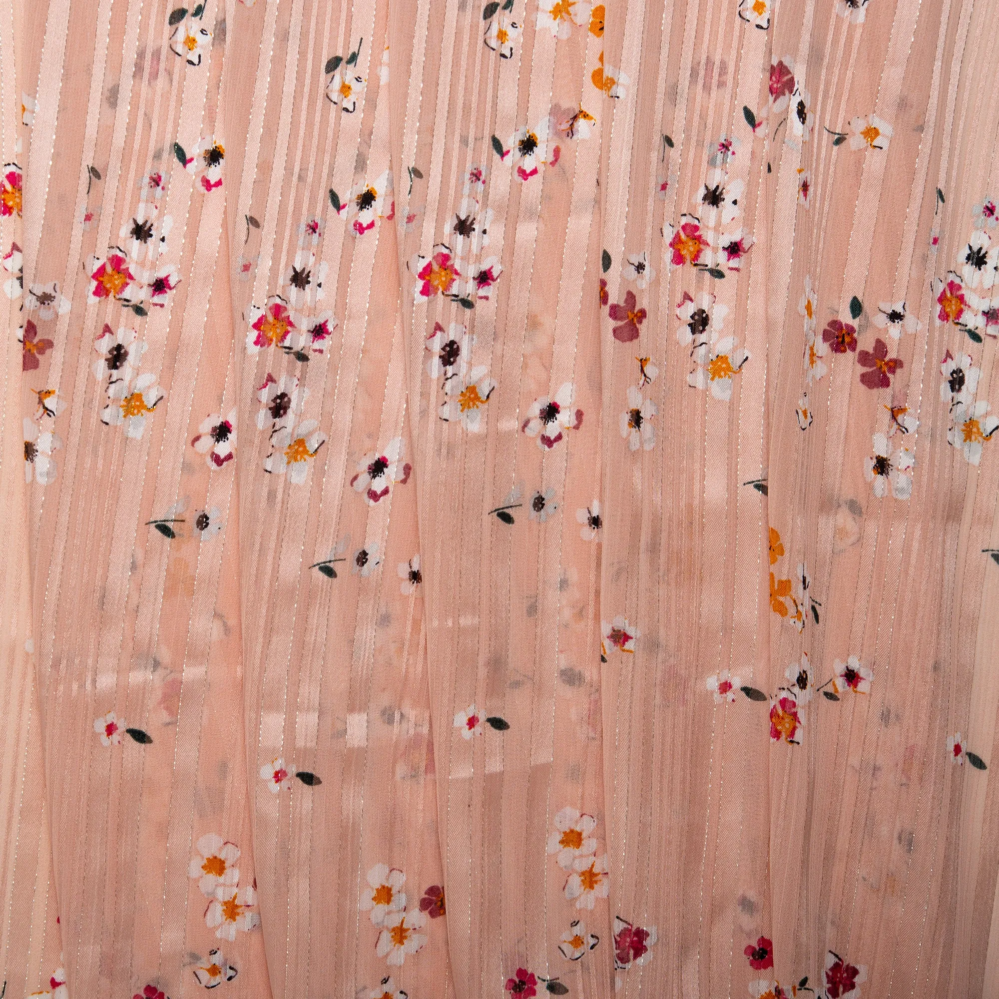 Printed polyester - MARCELINE - Daisy - Peach