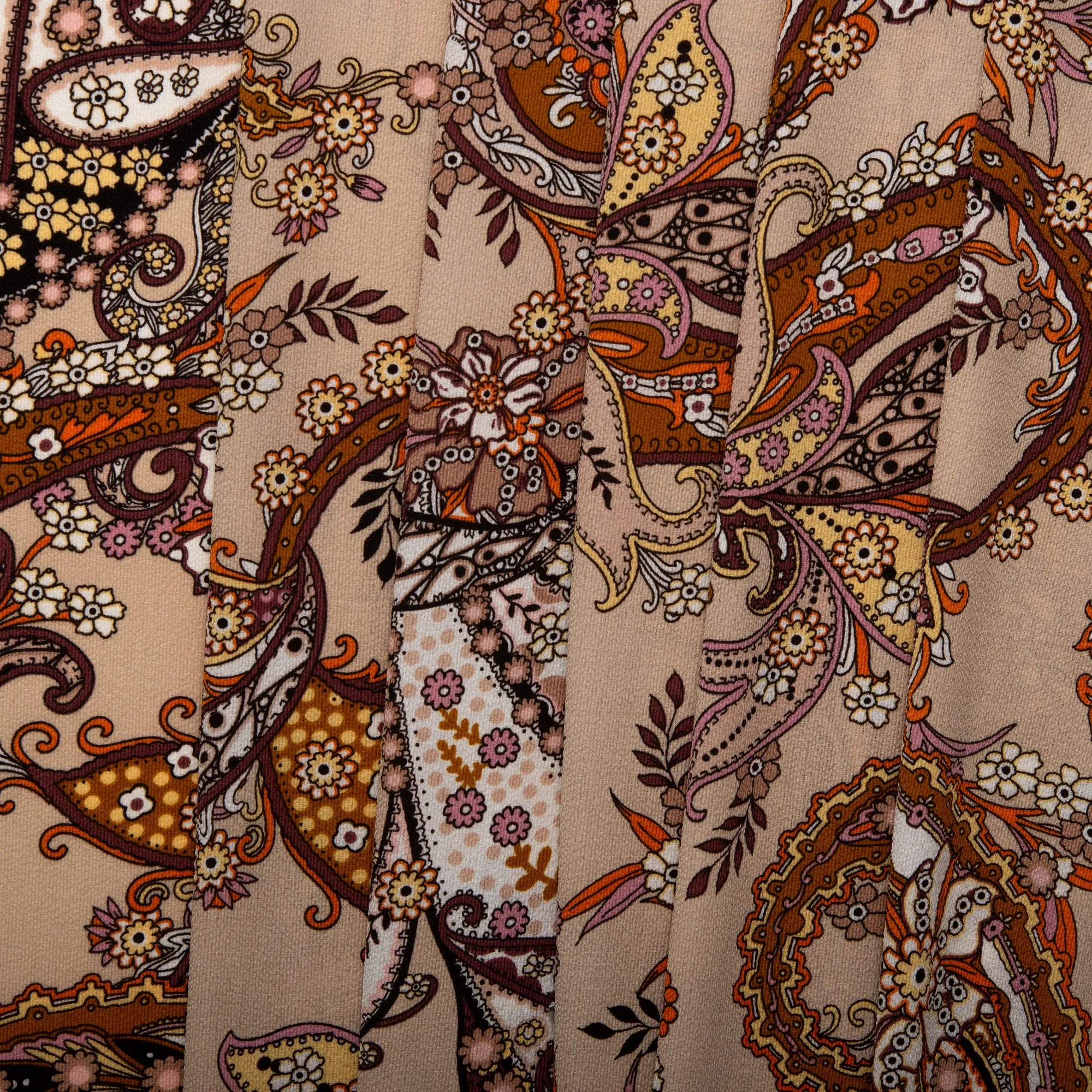 Printed polyester - MARCELINE - Paisley - Beige