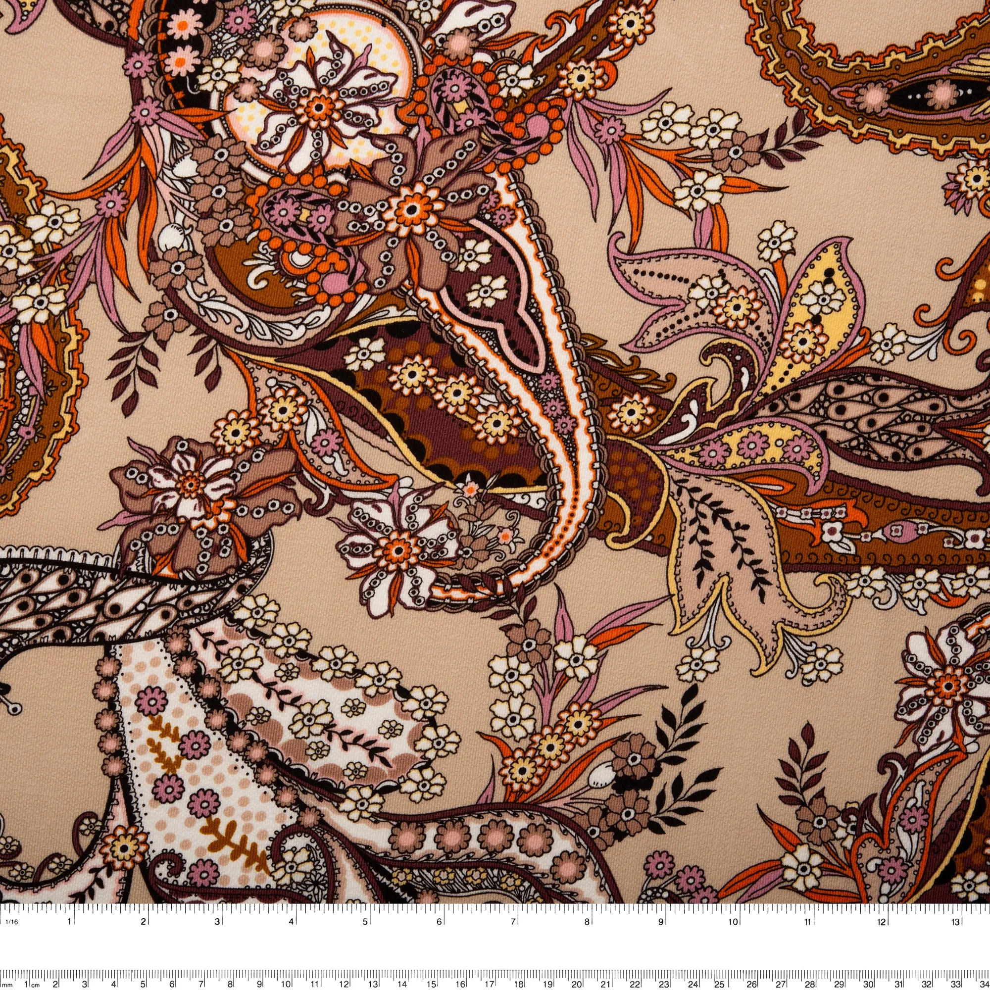 Printed polyester - MARCELINE - Paisley - Beige