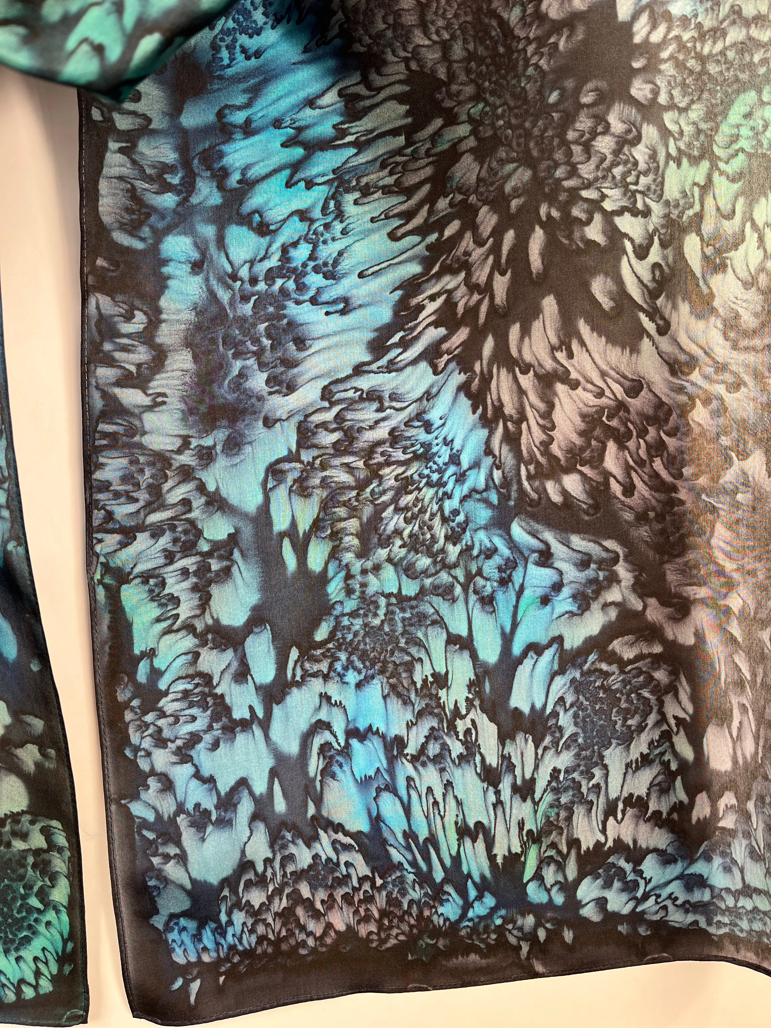 "Evening Aurora Mermaid" - Hand-dyed Silk Scarf - $125