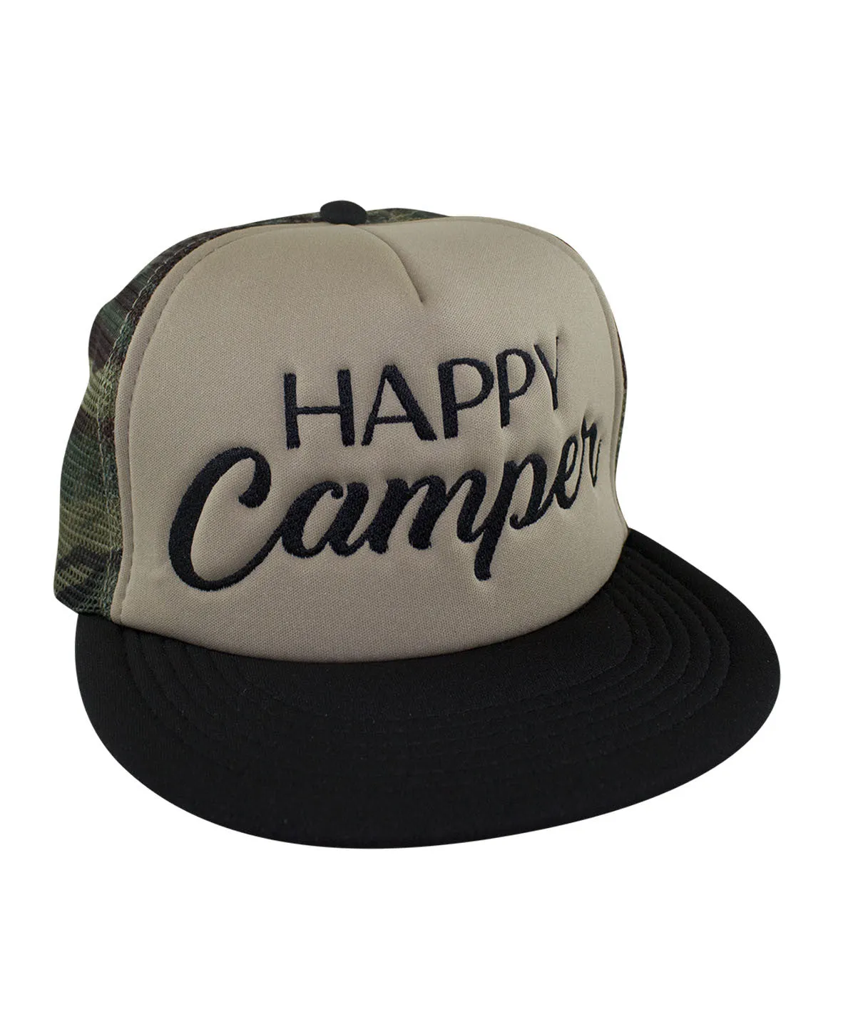 "Happy Camper" Camo Foam Trucker Hat