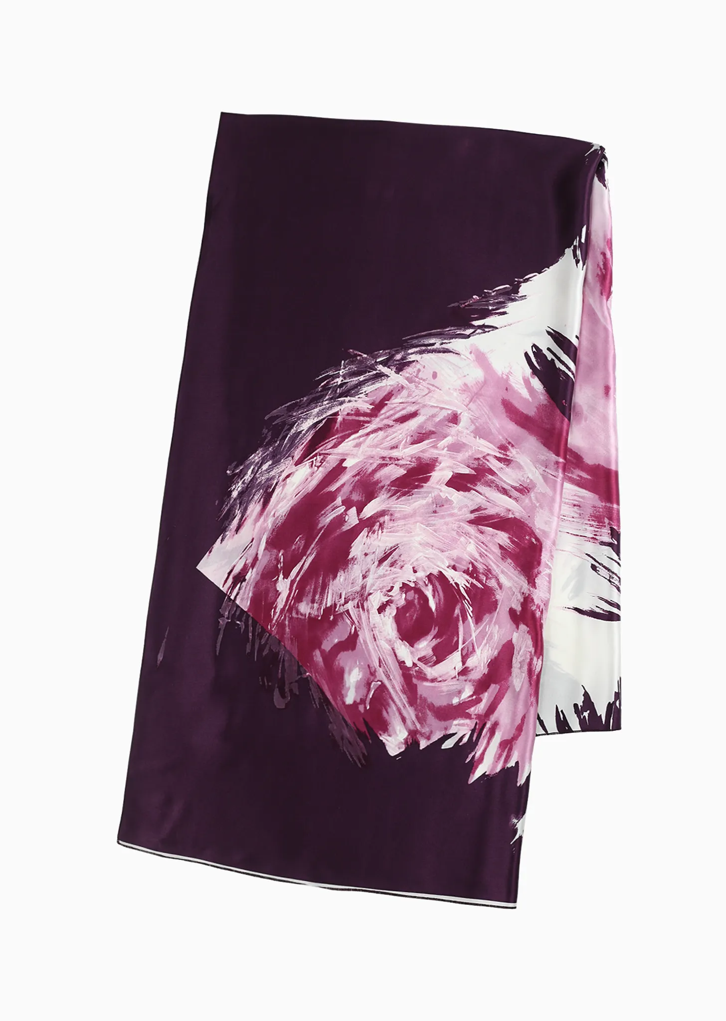 Silk Charmeuse Flower Panel Scarf