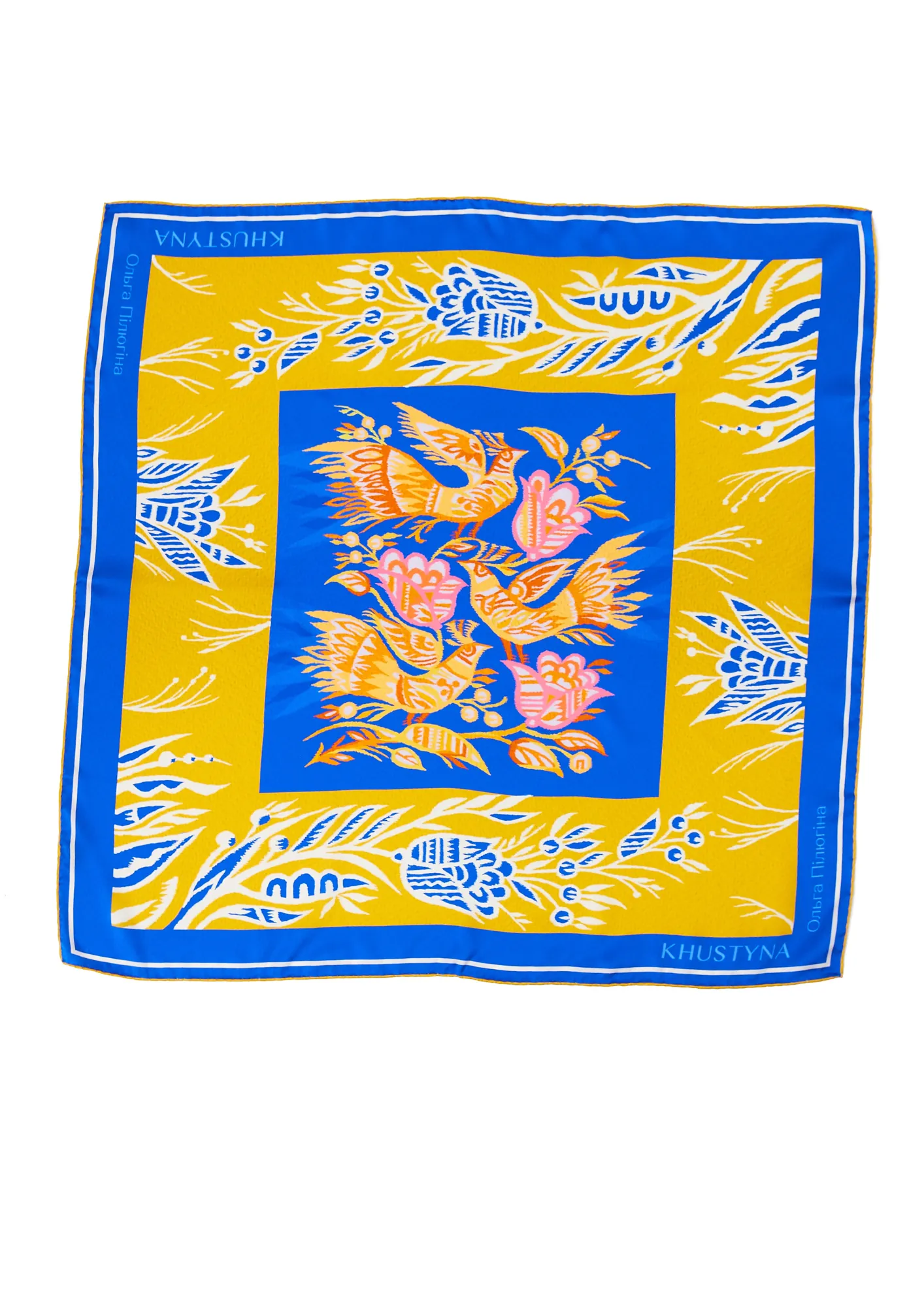 Silk scarf - Blue Peacocks