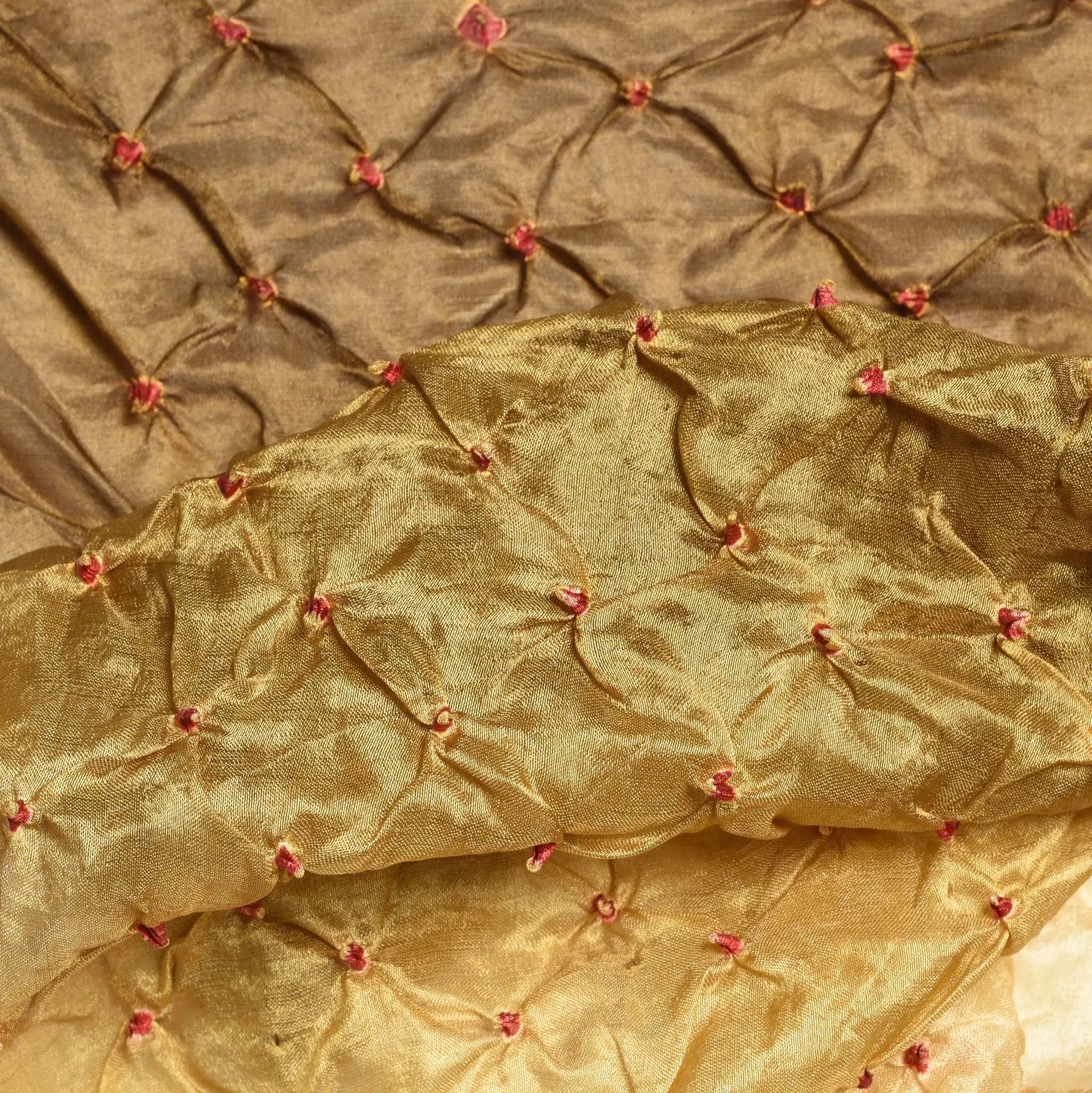 Silk Scarf - Olive Bandhani From Rajasthan