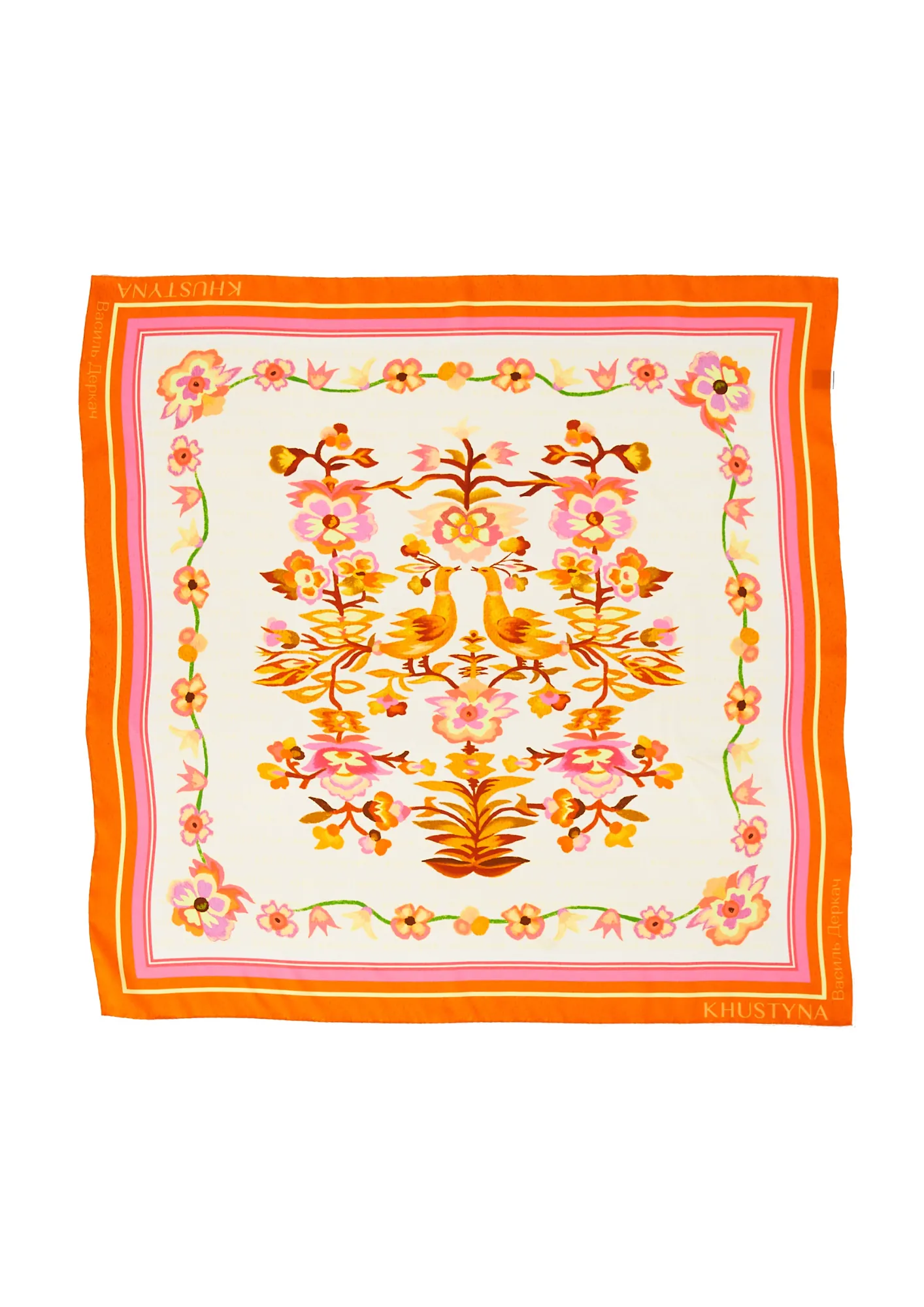 Silk scarf - Peach Firebirds