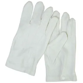 Sophos Press Stud Fasten Cotton Gloves - White