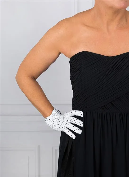 Women's Spotted Cotton Gloves with Cuff Bow