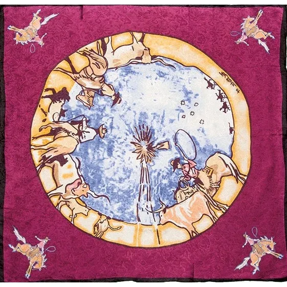 Wyoming Traders Raspberry Windmill Limited Edition Silk Scarf